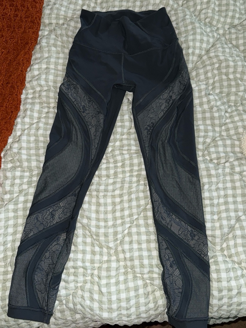 Size 4 Gray LuluLemon Leggings with Lace Detail